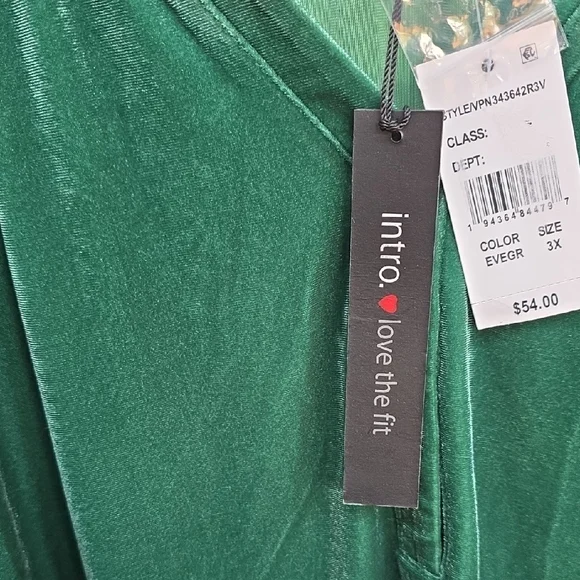 Intro. Teal Velvet Long Sleeve Plus Size Blouse - Picture 2 of 3